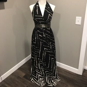 Haltered MAXI dress | sequin | print design